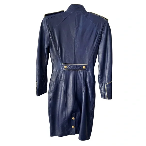 Michael Hoban by North Beach Leather Military Style Long Sleeve Midi Dress - Picture 8 of 11